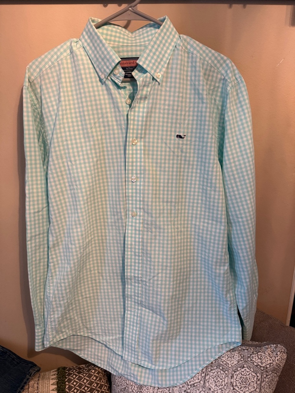 Vineyard Vines Men’s Mint Gingham Button-Down Shirt - seafoam & White